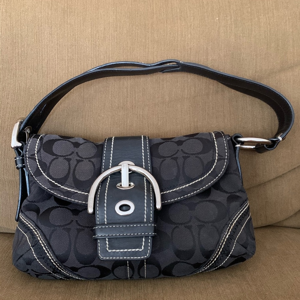 Black Coach Soho Buckle Signature Jacquard Handbag